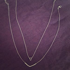 Necklace set layers triangle gold layered thin